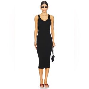 Enza Costa Black Scoop-Neck Sleeveless Midi Dress